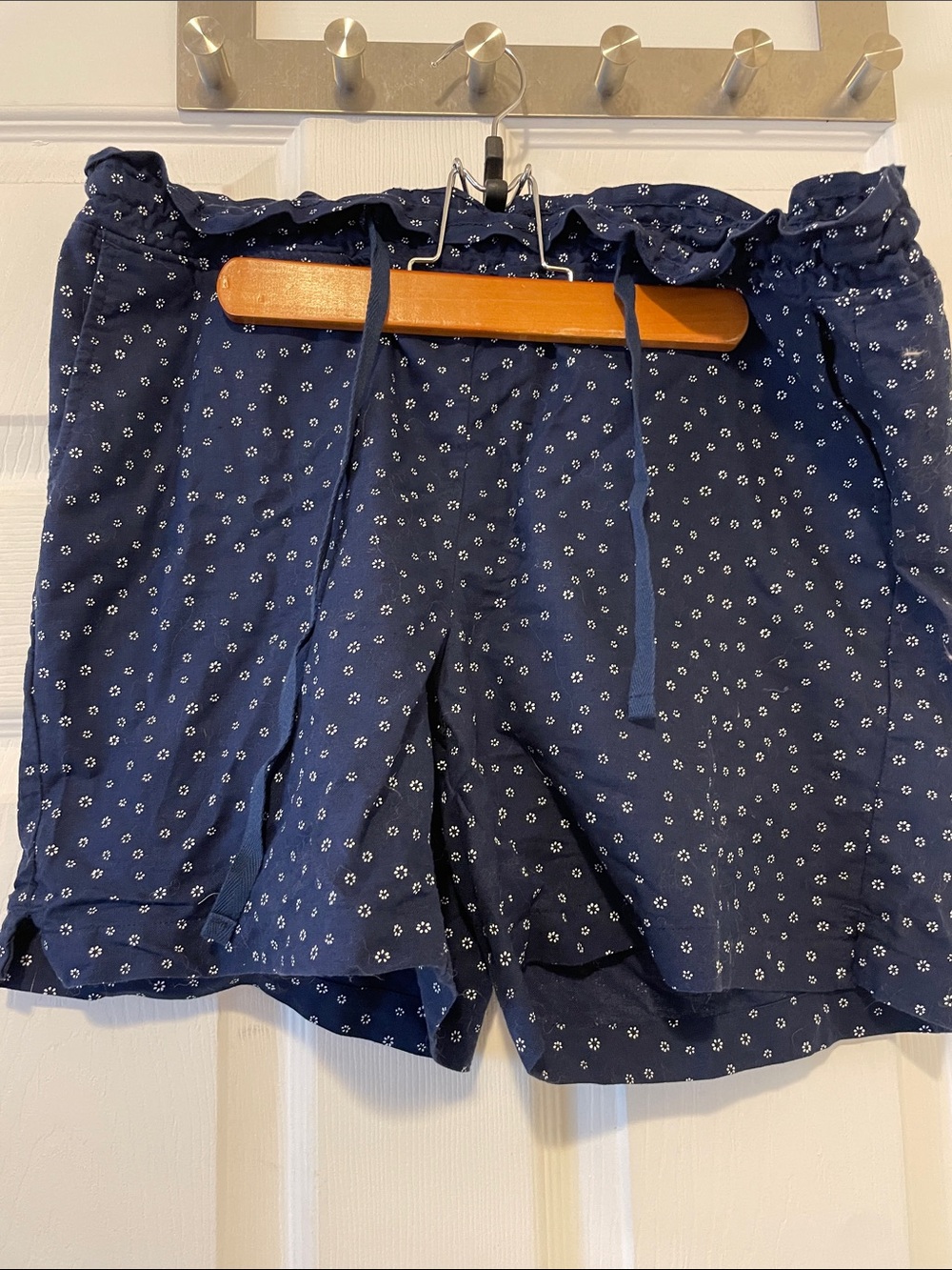 Jach’s Girlfriend navy and white print linen cotton blend shorts S